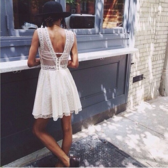 Free People | Victoria Lace Mini Dress in Ivory - Picture 3 of 11